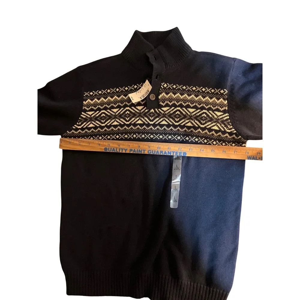 NEW The Childrens Place Boys Navy Fair‎ Isle Knit Mock Neck Sweater L 10 12 NWT